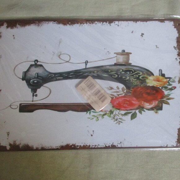 8"x12" Metal Sign Antique Sewing Machine Graphic for Sewing Room? New Sealed - Picture 1 of 1